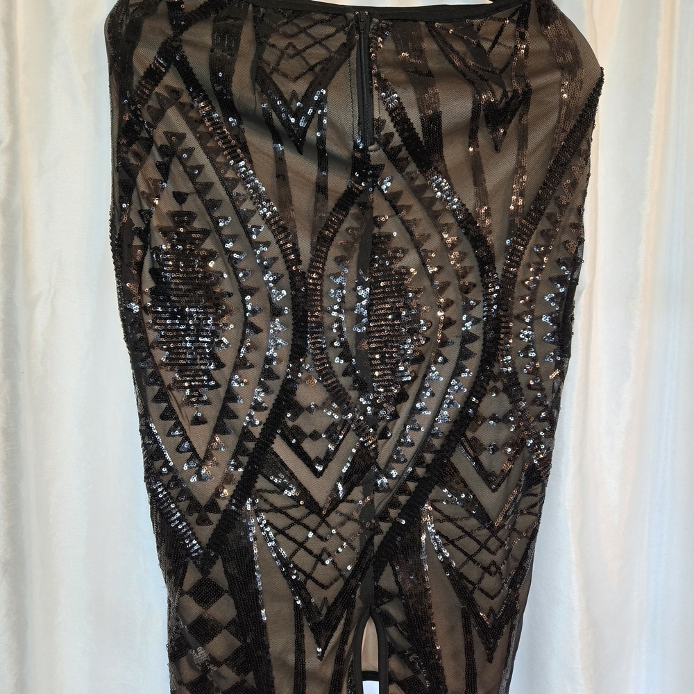 Privy Black Sequin Pencil Skirt